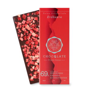 Schokoladentafel Choqlate Erdbeere Bio 69 Prozent Kakaoanteil